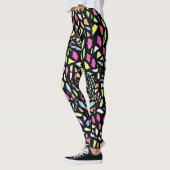 Schwarz-Mosaik-Muster farbenfrohe Leggings (Links)