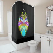 Schwarz-Multicolor-Owl Duschvorhang (Beispiel)