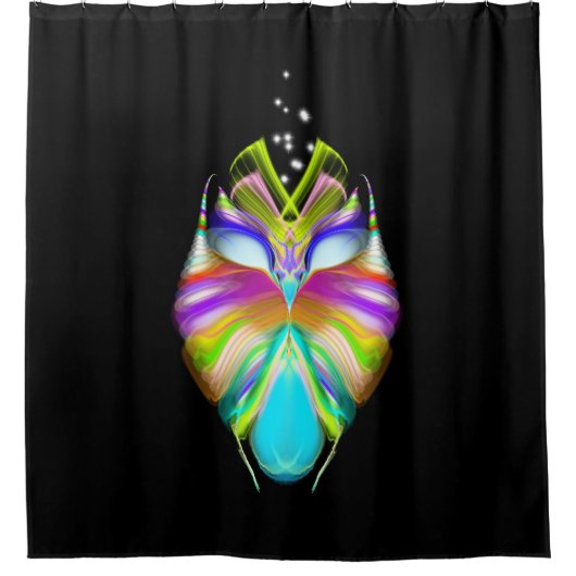 Schwarz-Multicolor-Owl Duschvorhang (Vorderseite)