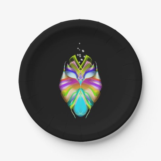 Schwarz-Multicolor-Owl Pappteller (Vorderseite)