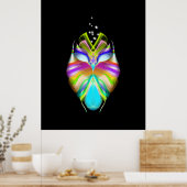 Schwarz-Multicolor-Owl Poster (Küche)