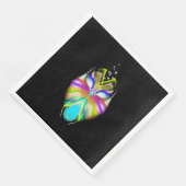 Schwarz-Multicolor-Owl Serviette (Ecke)