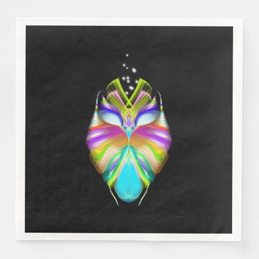 Schwarz-Multicolor-Owl Serviette (Vorderseite)