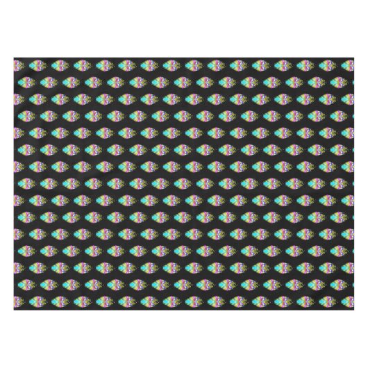 Schwarz-Multicolor-Owl Tischdecke (Vorderseite (Horizontal))