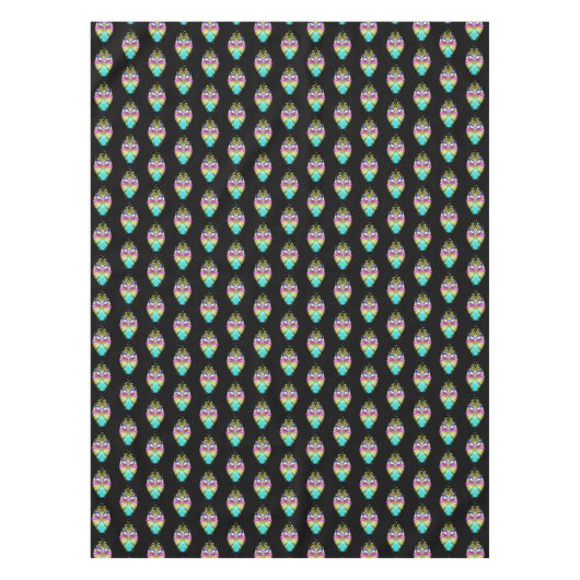 Schwarz-Multicolor-Owl Tischdecke (Vorderseite)