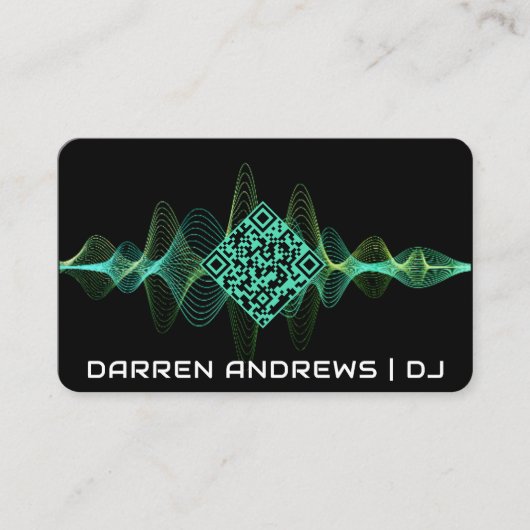Schwarz | Music QR Code Soundwave Visitenkarte (Vorderseite)