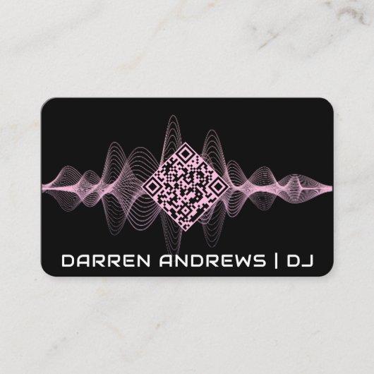 Schwarz | Music QR Code Soundwave Visitenkarte (Vorderseite)