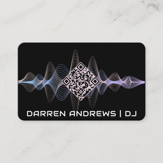 Schwarz | Music QR Code Soundwave Visitenkarte (Vorderseite)