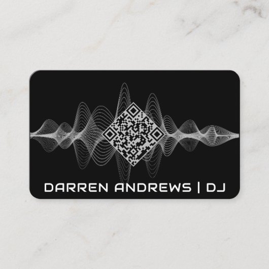 Schwarz | Music QR Code Soundwave Visitenkarte (Vorderseite)