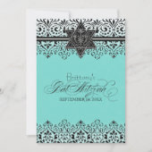 Schwarz-n-weiße Spitzen Blick Silver Bat Mitzvah E Einladung (Vorderseite)