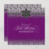 Schwarz-n-weiße Spitzen Blick Silver Bat Mitzvah E Einladung (Vorne/Hinten)