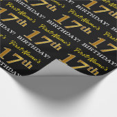 Schwarz, Nachahmung Gold "17. BIRTHDAY" Geschenkpapier (Ecke)