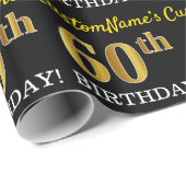 Schwarz, Nachahmung Gold "60. GEBURTSTAG" Geschenkpapier (Rolleneckpunkt)