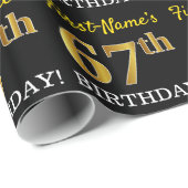 Schwarz, Nachahmung Gold "67. BIRTHDAY" Geschenkpapier (Rolleneckpunkt)