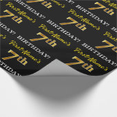 Schwarz, Nachahmung Gold "7. BIRTHDAY" Geschenkpapier (Ecke)