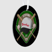 Schwarz| Name des White Baseball Diamant Players Ornament (Vorderseite)
