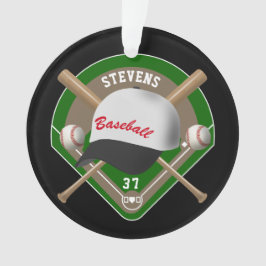 Schwarz| Name des White Baseball Diamant Players Ornament