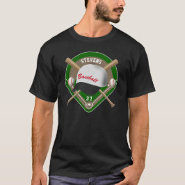 Schwarz| Name des White Baseball Diamant Players T-Shirt
