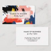 Schwarz & Navy - Abstrakte Aquarellfarbe Visitenkarte (Vorne/Hinten)