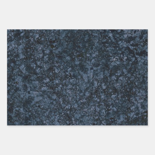Schwarz-Navy-Blaue Marmorstruktur Geschenkpapier Set (Vorderseite 3)