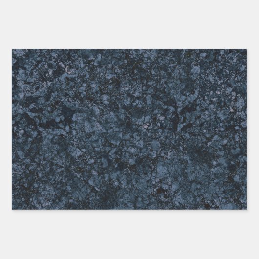 Schwarz-Navy-Blaue Marmorstruktur Geschenkpapier Set (Vorderseite 2)