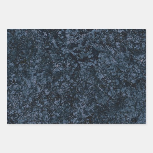 Schwarz-Navy-Blaue Marmorstruktur Geschenkpapier Set (Vorderseite)