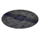 Schwarz, Navy, & Gray X's und O's Pattern Schneidebrett (Ecke)