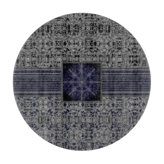Schwarz, Navy, & Gray X's und O's Pattern Schneidebrett (Vorderseite)