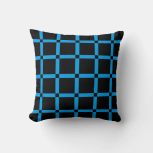 Schwarz & Neon Blau-Gittermuster-Drehkissen Kissen