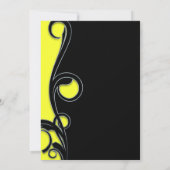 Schwarz & Neon Gelber Swirl Sweet 16 Party Einladung (Rückseite)