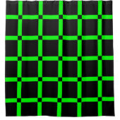 Schwarz/Neon Green Grid Pattern Duschvorhang (Vorderseite)