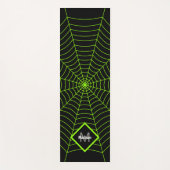 Schwarz-Neon-Grün-Spinnennetz Halloween Monogram Yogamatte (Vorderseite)