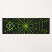 Schwarz-Neon-Grün-Spinnennetz Halloween Monogram Yogamatte (Vorderseite (Horizontal))