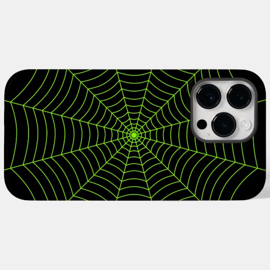 Schwarz-Neon-Grün-Spinnennetz Halloween-Muster Case-Mate iPhone Hülle (Rückseite (Horizontal))