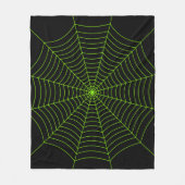 Schwarz-Neon-Grün-Spinnennetz Halloween-Muster Fleecedecke (Vorderseite)