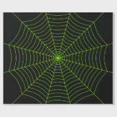 Schwarz-Neon-Grün-Spinnennetz Halloween-Muster Geschenkpapier (Flach)
