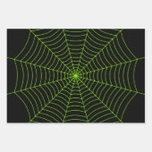 Schwarz-Neon-Grün-Spinnennetz Halloween-Muster Geschenkpapier Set (Vorderseite 2)