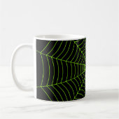 Schwarz-Neon-Grün-Spinnennetz Halloween-Muster Kaffeetasse (Links)