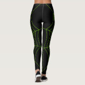 Schwarz-Neon-Grün-Spinnennetz Halloween-Muster Leggings (Rückseite)