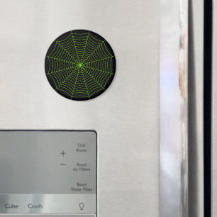 Schwarz-Neon-Grün-Spinnennetz Halloween-Muster Magnet