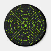 Schwarz-Neon-Grün-Spinnennetz Halloween-Muster Magnet (Vorne)