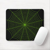 Schwarz-Neon-Grün-Spinnennetz Halloween-Muster Mousepad (Mit Mouse)