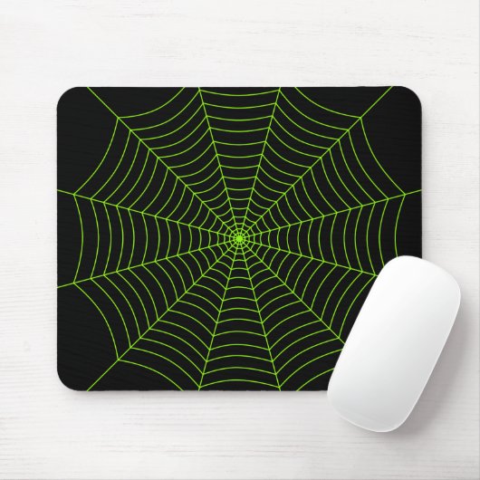 Schwarz-Neon-Grün-Spinnennetz Halloween-Muster Mousepad (Mit Mouse)
