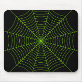Schwarz-Neon-Grün-Spinnennetz Halloween-Muster Mousepad (Vorne)