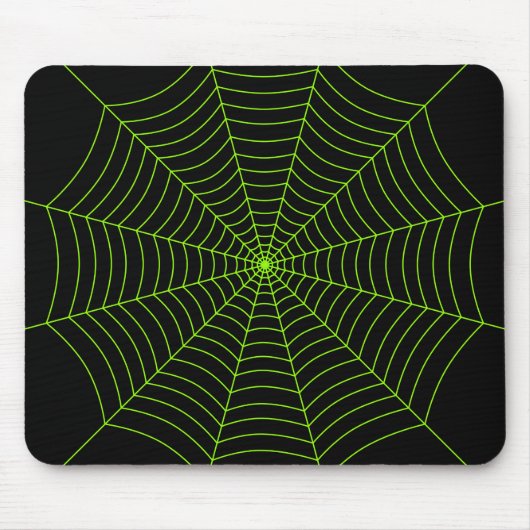 Schwarz-Neon-Grün-Spinnennetz Halloween-Muster Mousepad (Vorne)