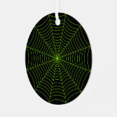 Schwarz-Neon-Grün-Spinnennetz Halloween-Muster Ornament Aus Metall (Vorderseite links)