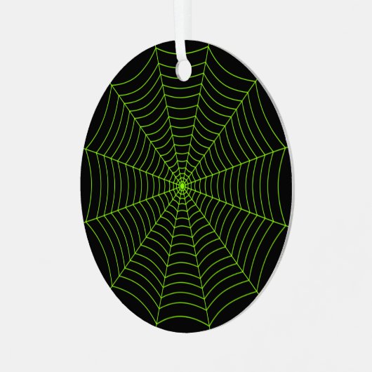 Schwarz-Neon-Grün-Spinnennetz Halloween-Muster Ornament Aus Metall (Vorderseite links)