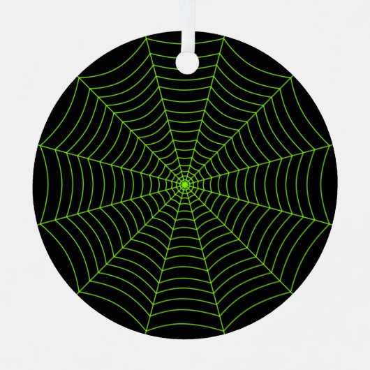 Schwarz-Neon-Grün-Spinnennetz Halloween-Muster Ornament Aus Metall (Vorderseite)