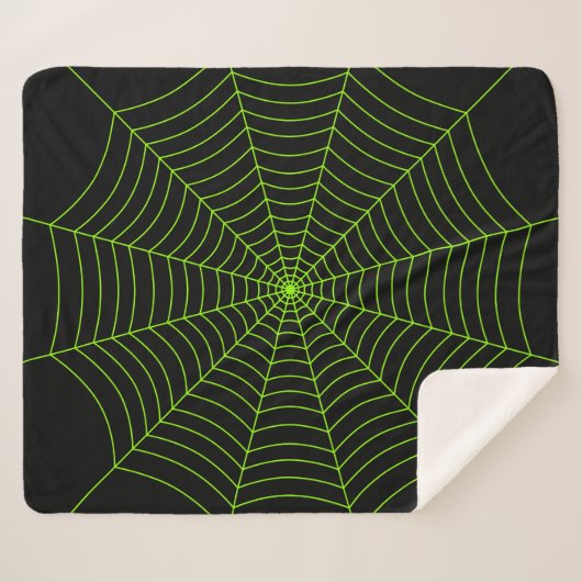 Schwarz-Neon-Grün-Spinnennetz Halloween-Muster Sherpadecke (Vorderseite (Horizontal))