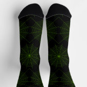 Schwarz-Neon-Grün-Spinnennetz Halloween-Muster Socken (Oben)